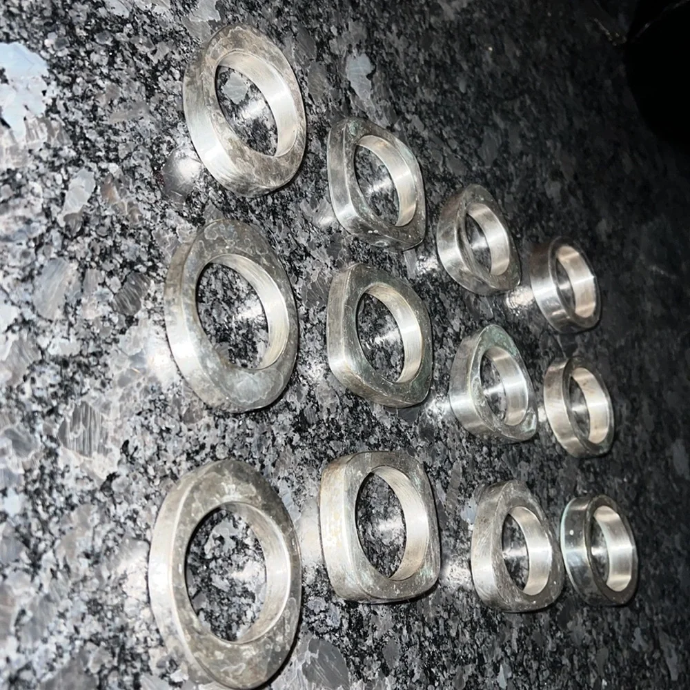 Silver Plate Modernist Sculptural Napkin Rings Set of 12 Vintage
